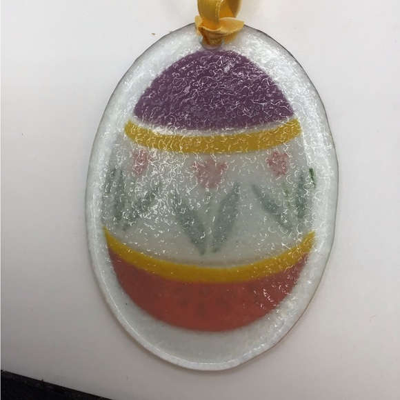 Vintage Peggy Karr Glass Easter Egg /  Spring Ornament - Picture 3 of 4